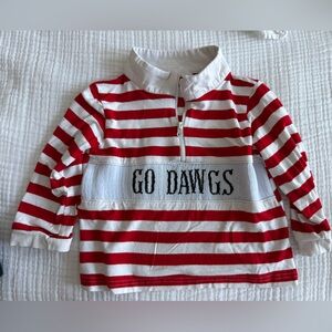 Georgia Go Dawgs red/white stripe Smocked jersey quarter zip